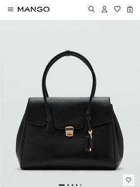 Mango Black Leather Satchel